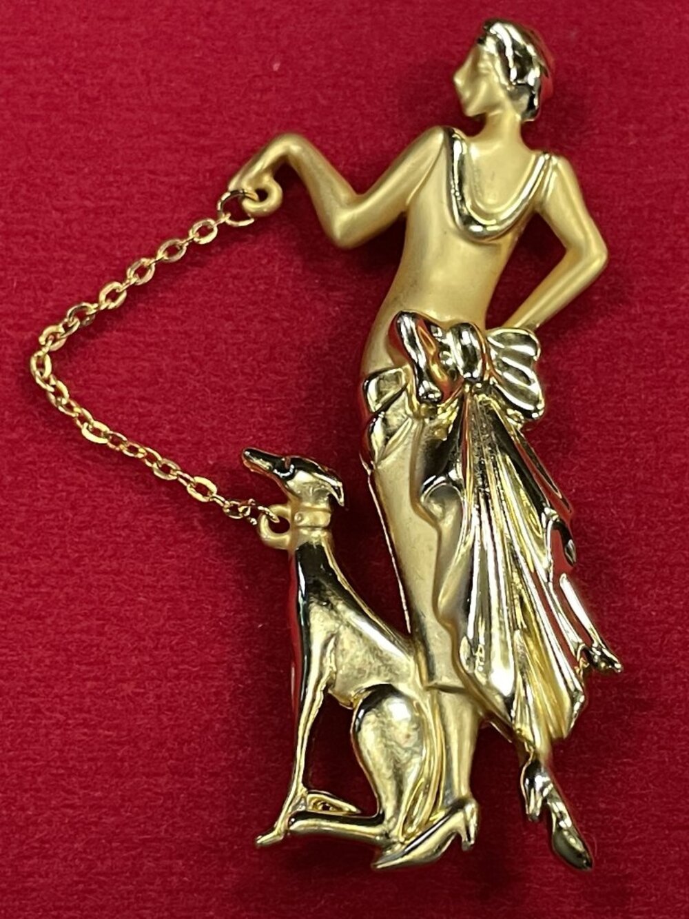 Art Deco-Style Flapper Lady Brooch by M Jent
